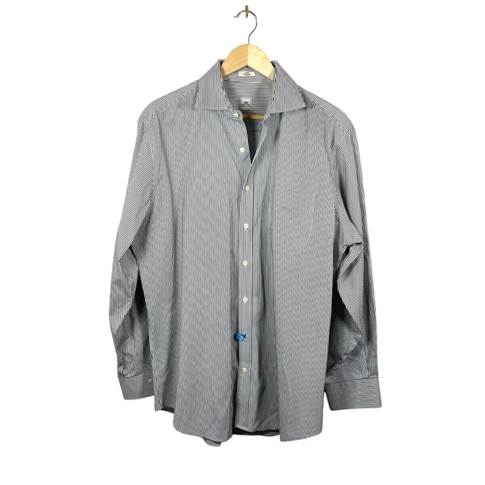 Peter Millar Men’s Nanoluxe Easycare Striped Dress Shirt Black/White Size L